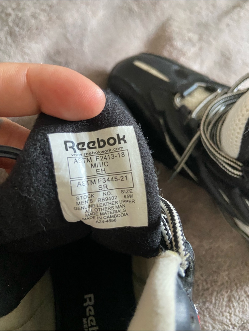 Reebok Black and White Athletic Sneakers with Leather Upper